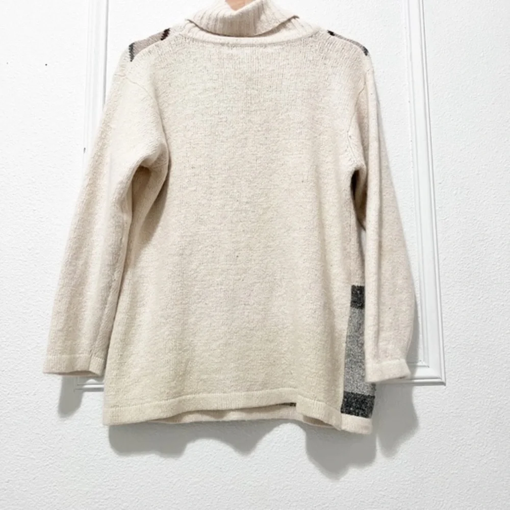 Vintage cowl neck boho tribal print silk angora rabbit hair sweater M